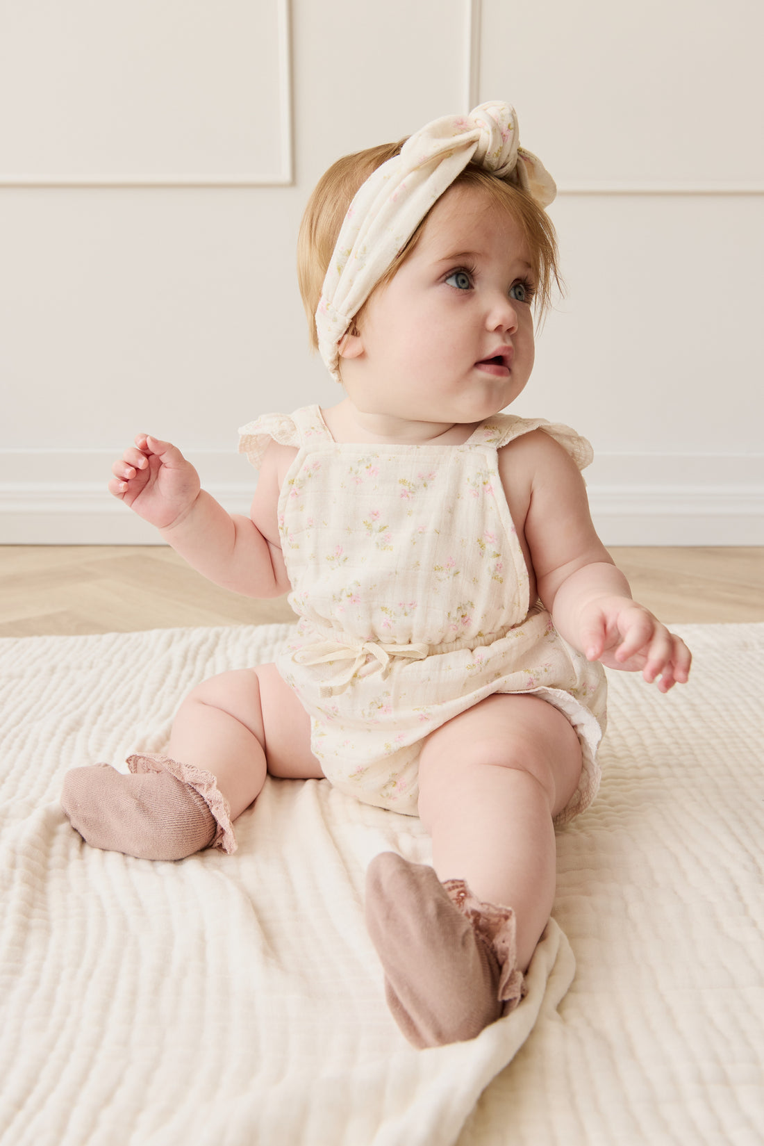 Organic Cotton Muslin Luciana Playsuit - Emelia Pink Childrens Playsuit from Jamie Kay NZ