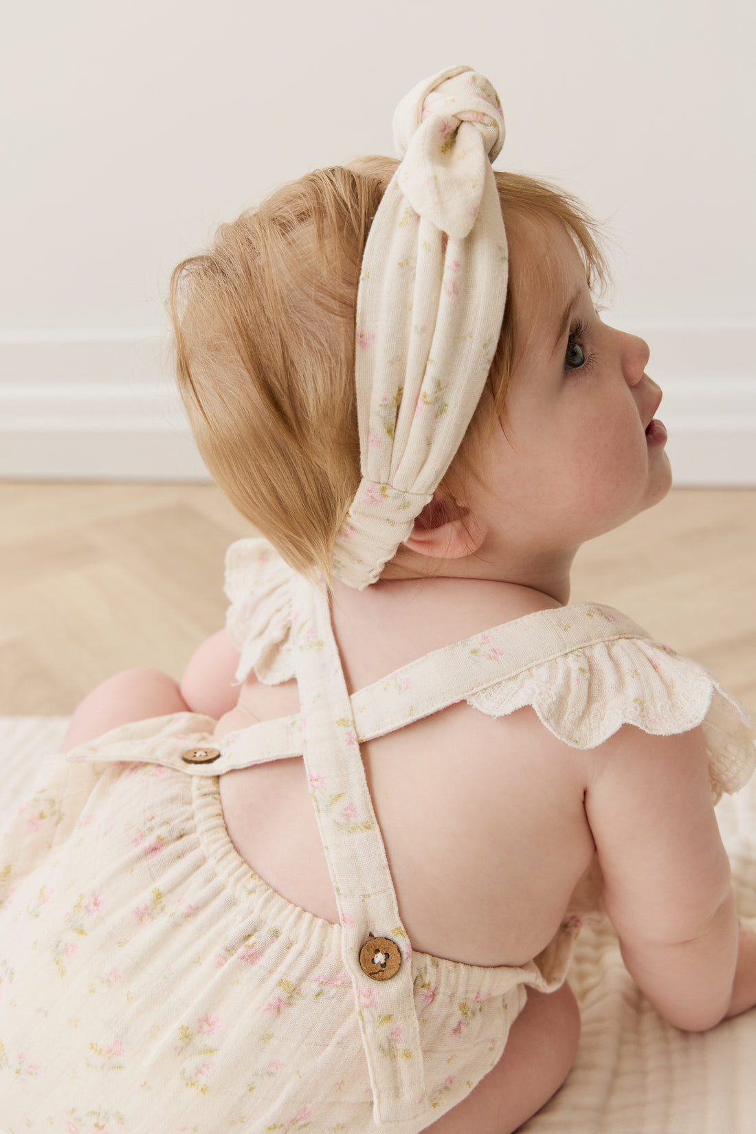 Organic Cotton Muslin Luciana Playsuit - Emelia Pink Childrens Playsuit from Jamie Kay NZ