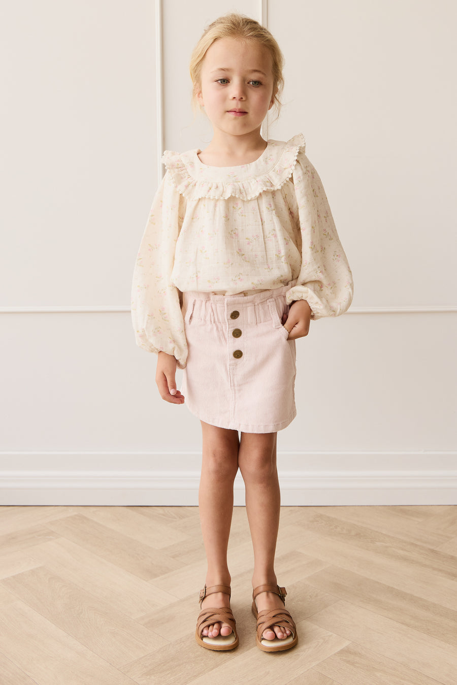 Organic Cotton Muslin Cleo Blouse - Emelia Pink Childrens Top from Jamie Kay NZ