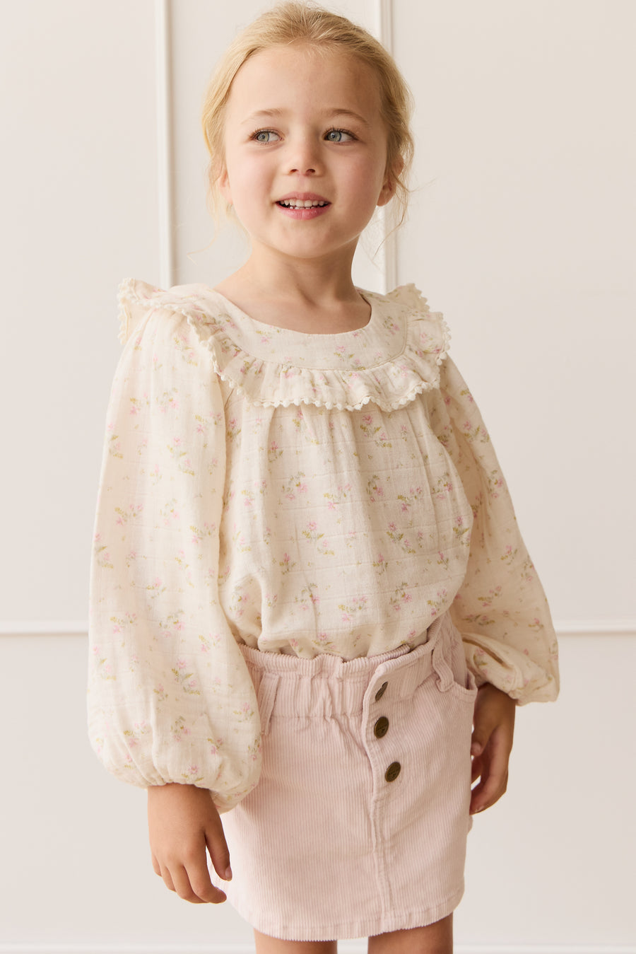 Organic Cotton Muslin Cleo Blouse - Emelia Pink Childrens Top from Jamie Kay NZ