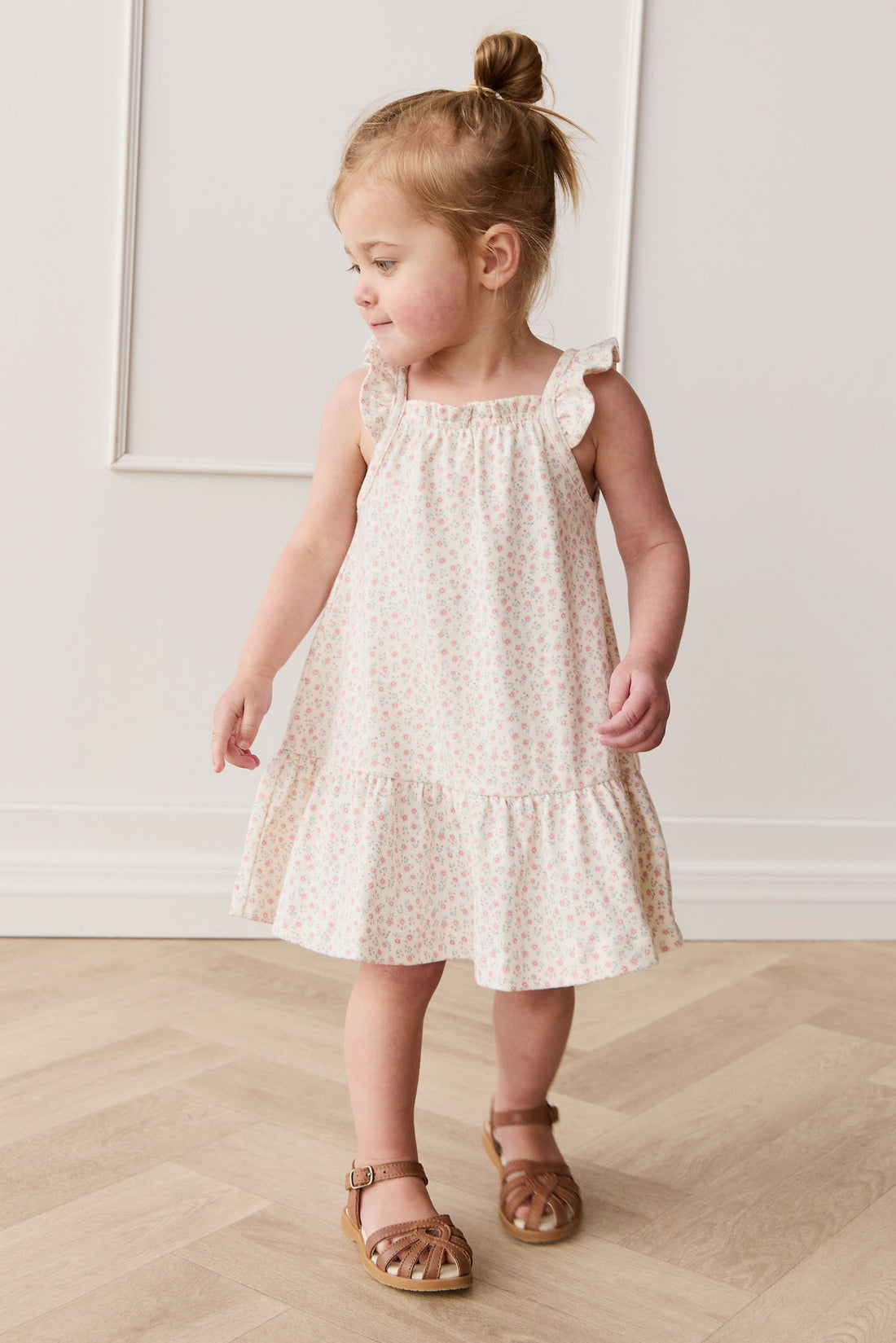 Organic Cotton Nelly Dress - Posy Garden Pink Childrens Dress from Jamie Kay NZ