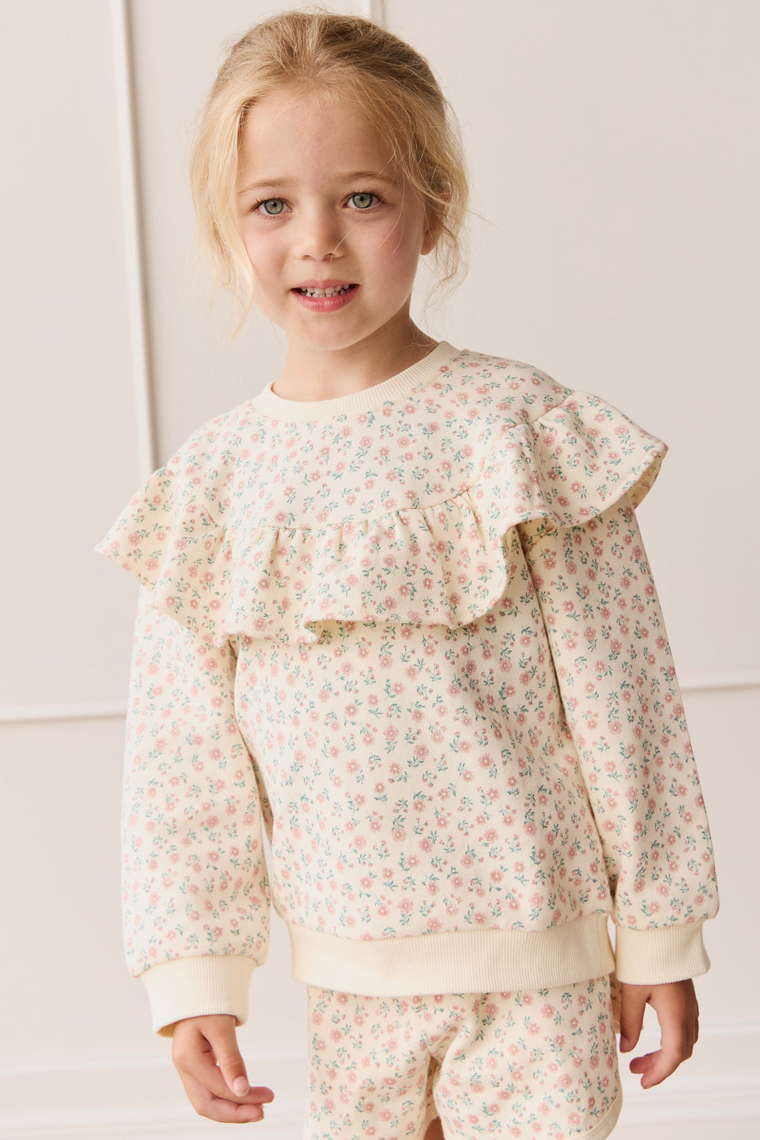Organic Cotton Mckinley Sweatshirt - Posy Garden Pink Childrens Top from Jamie Kay NZ