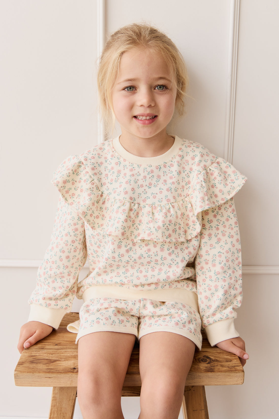 Organic Cotton Mckinley Sweatshirt - Posy Garden Pink Childrens Top from Jamie Kay NZ
