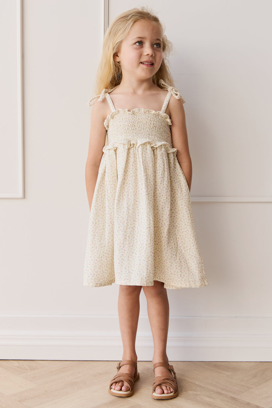Organic Cotton Muslin Cleo Dress - Pippa Pink Childrens Dress from Jamie Kay NZ