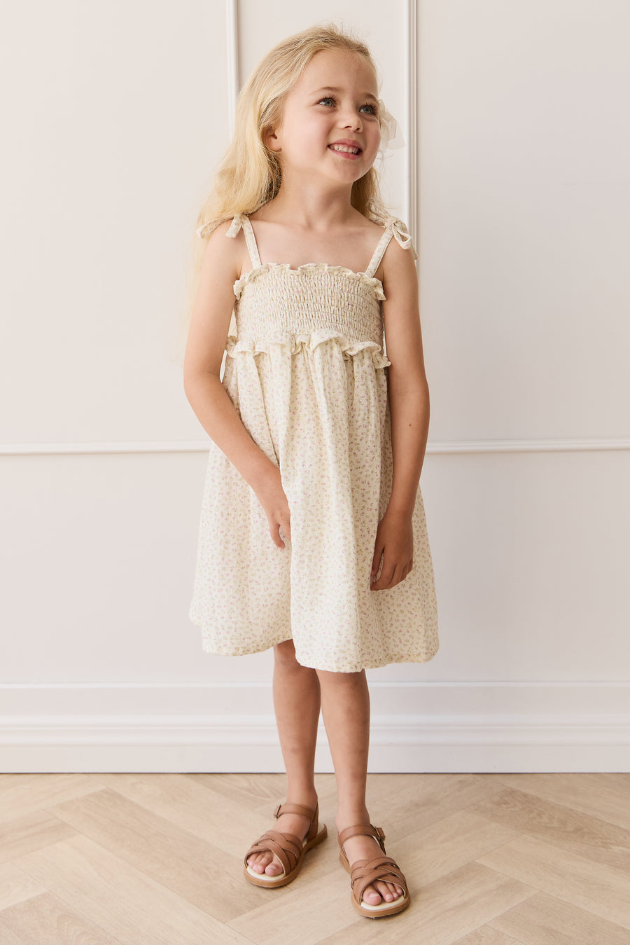 Organic Cotton Muslin Cleo Dress - Pippa Pink Childrens Dress from Jamie Kay NZ
