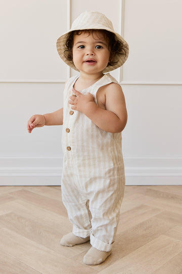 Organic Cotton Milo Jumpsuit - Variegated Stripe Foam Childrens Jumpsuit from Jamie Kay NZ