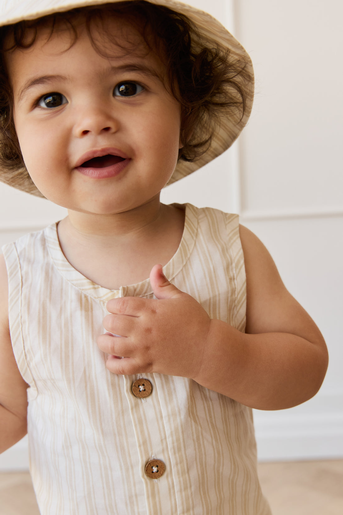 Organic Cotton Milo Jumpsuit - Variegated Stripe Foam Childrens Jumpsuit from Jamie Kay NZ