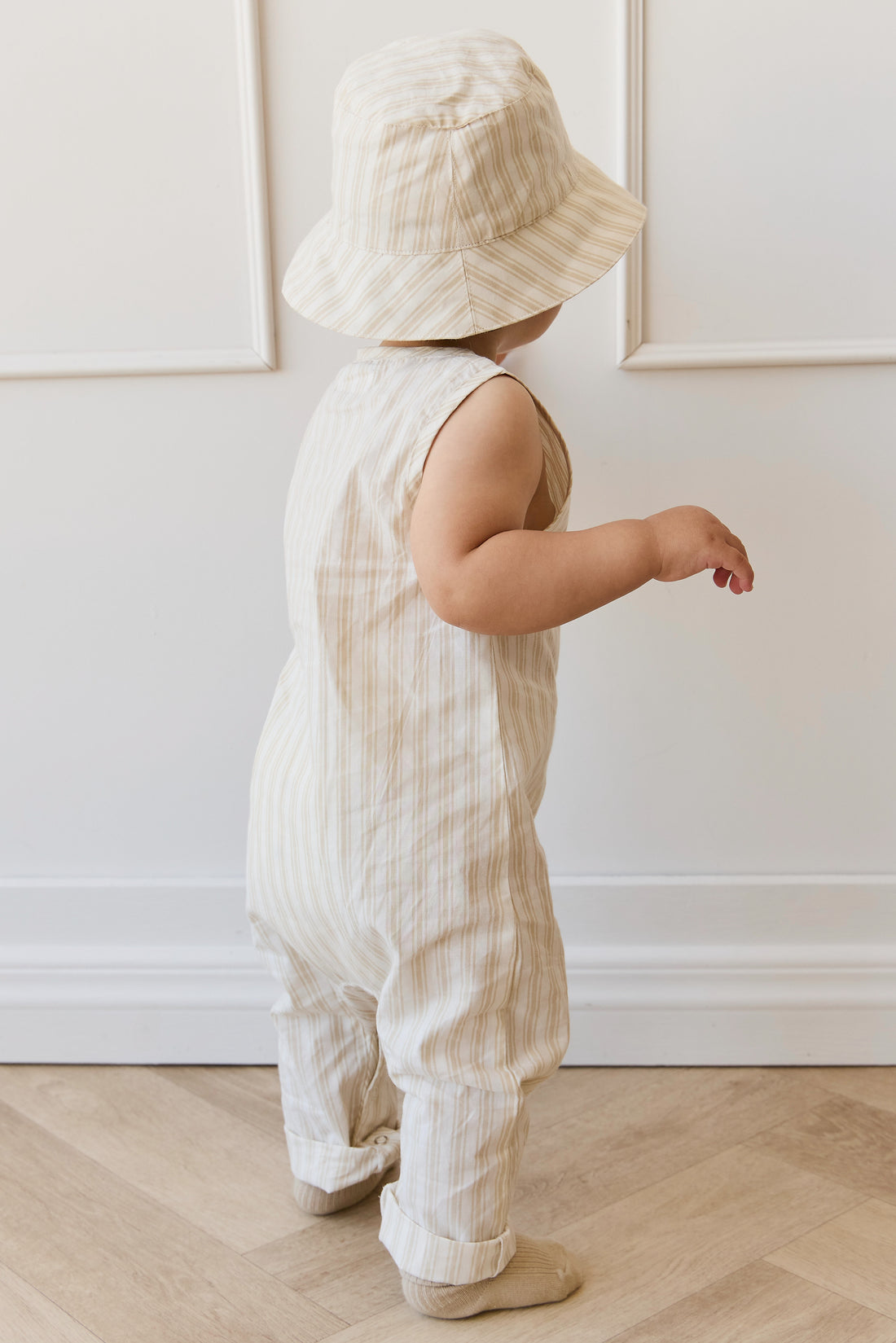 Organic Cotton Milo Jumpsuit - Variegated Stripe Foam Childrens Jumpsuit from Jamie Kay NZ