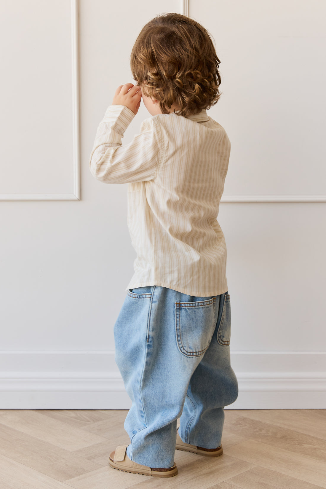 Organic Cotton Isaiah Shirt - Variegated Stripe Foam Childrens Shirt from Jamie Kay NZ