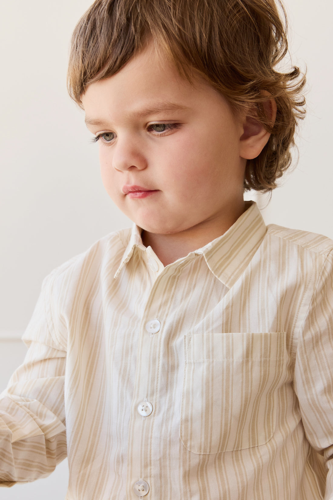 Organic Cotton Isaiah Shirt - Variegated Stripe Foam Childrens Shirt from Jamie Kay NZ
