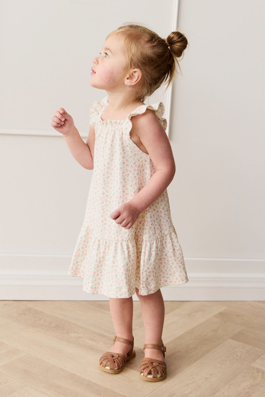 Organic Cotton Nelly Dress - Posy Garden Pink Childrens Dress from Jamie Kay NZ