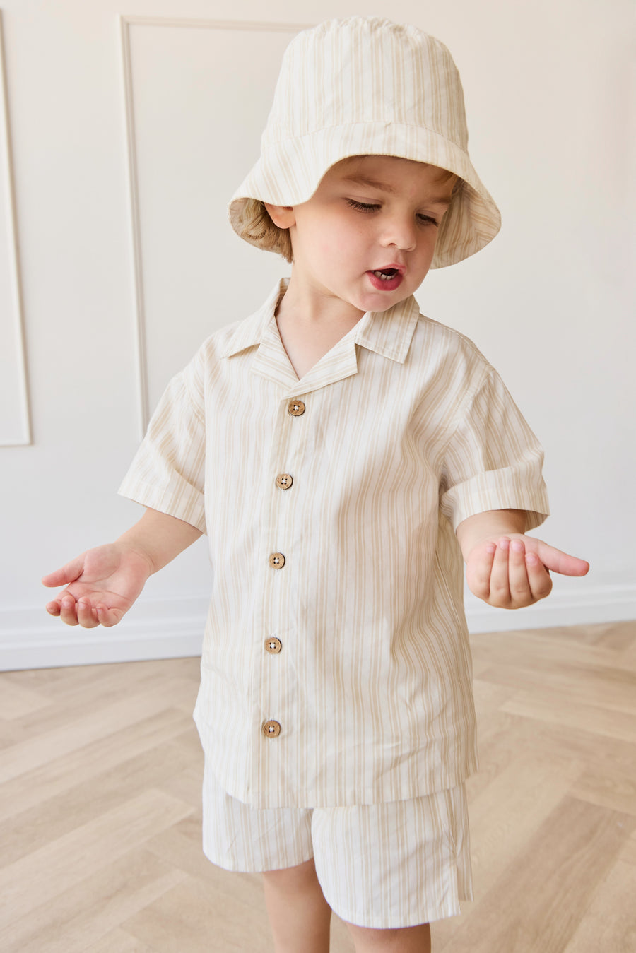 Organic Cotton Bucket Hat - Variegated Stripe Foam Childrens Hat from Jamie Kay NZ