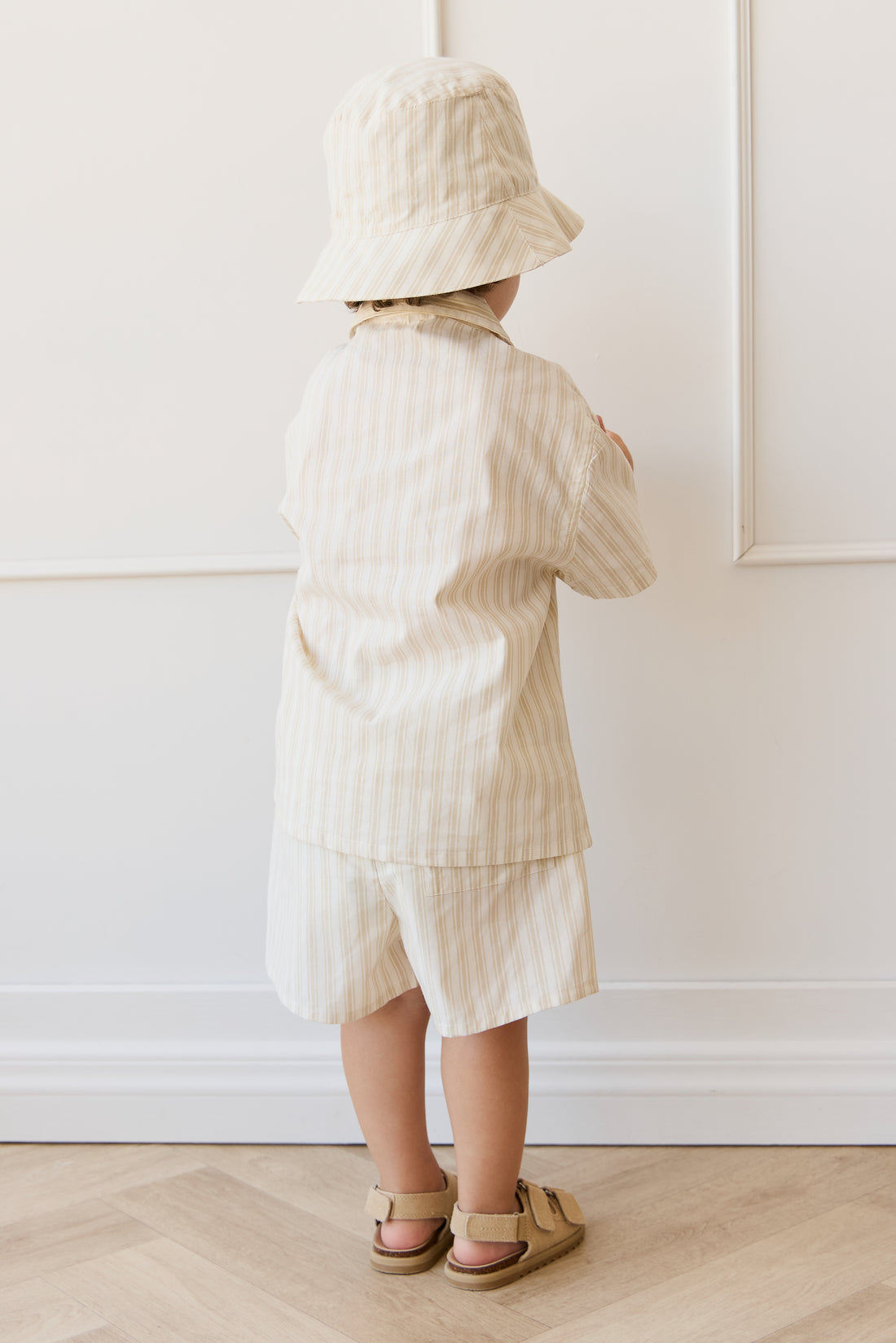 Organic Cotton Silas Short - Variegated Stripe Foam Childrens Short from Jamie Kay NZ