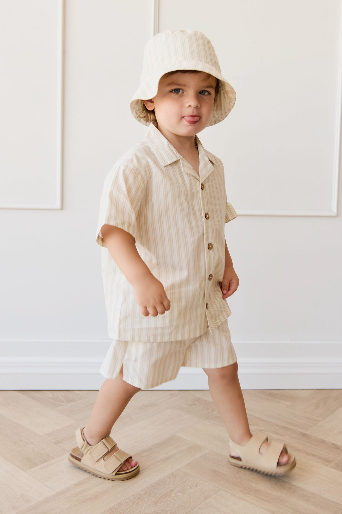 Organic Cotton Silas Short - Variegated Stripe Foam Childrens Short from Jamie Kay NZ