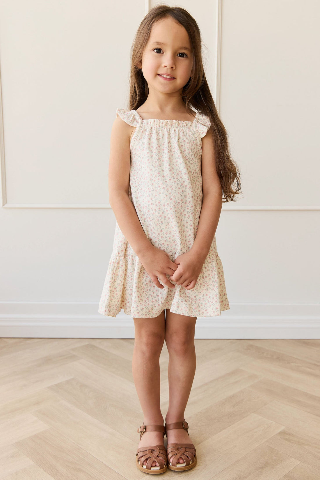 Organic Cotton Nelly Dress - Posy Garden Pink Childrens Dress from Jamie Kay NZ