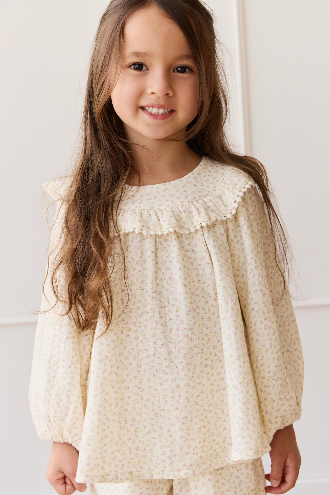 Organic Cotton Muslin Cleo Blouse - Pippa Pink Childrens Top from Jamie Kay NZ
