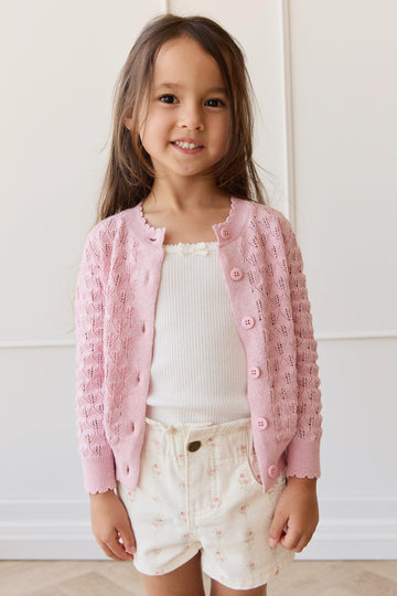Magnolia Cardigan - Sweet Pink Marle Childrens Cardigan from Jamie Kay NZ