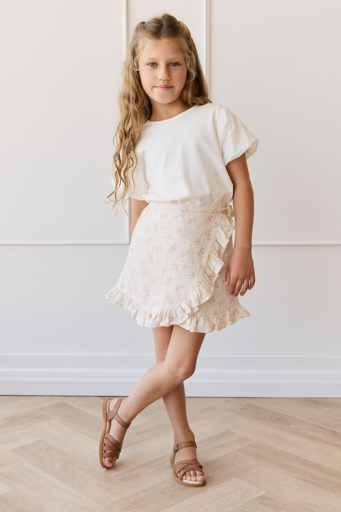 Organic Cotton Muslin Celine Skirt - Emelia Pink Childrens Skirt from Jamie Kay NZ