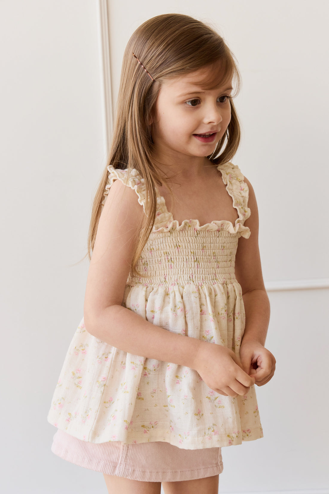 Organic Cotton Muslin Tiana Top - Emelia Pink Childrens Top from Jamie Kay NZ