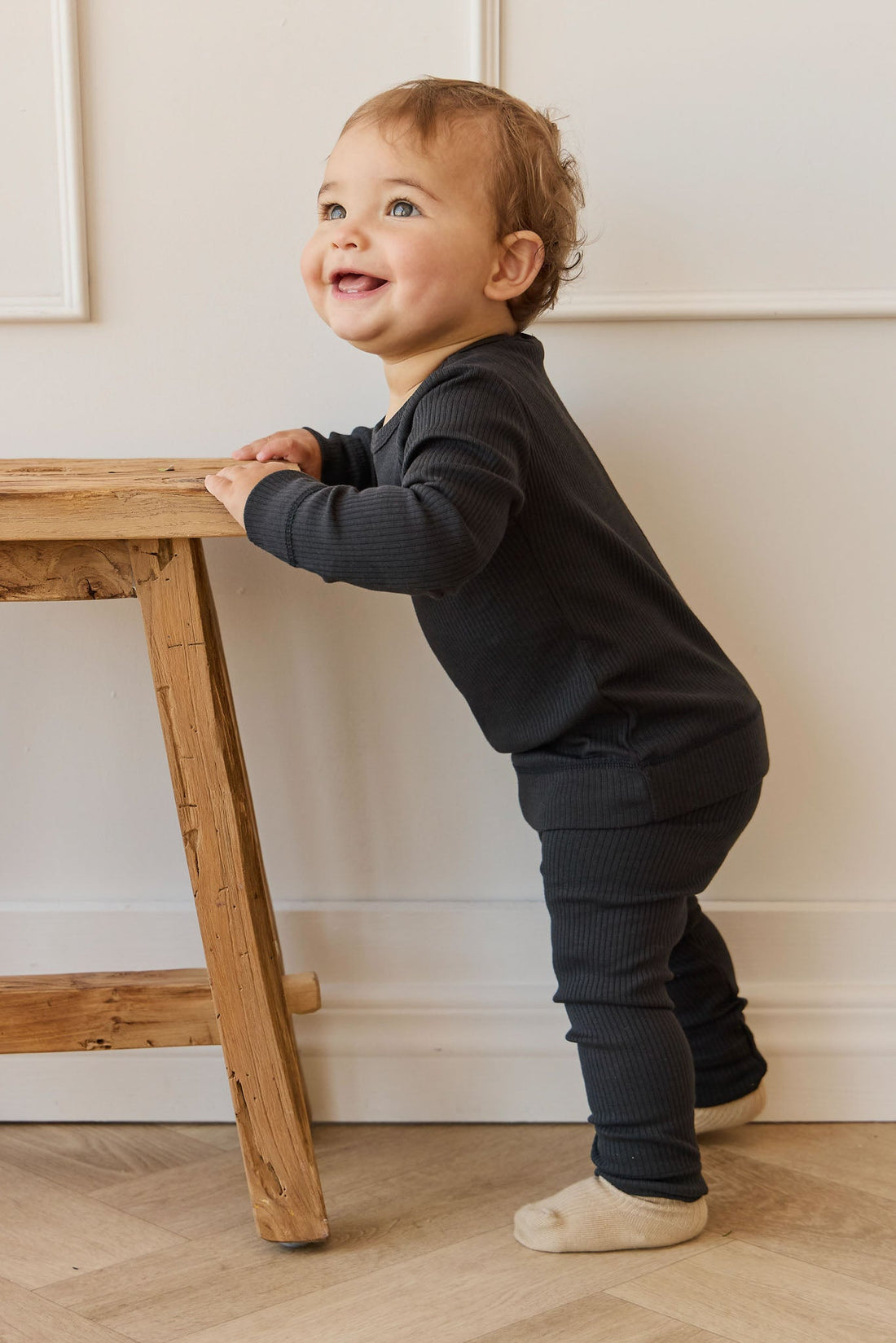 Organic Cotton Modal Long Sleeve Henley - Charter Childrens Top from Jamie Kay NZ