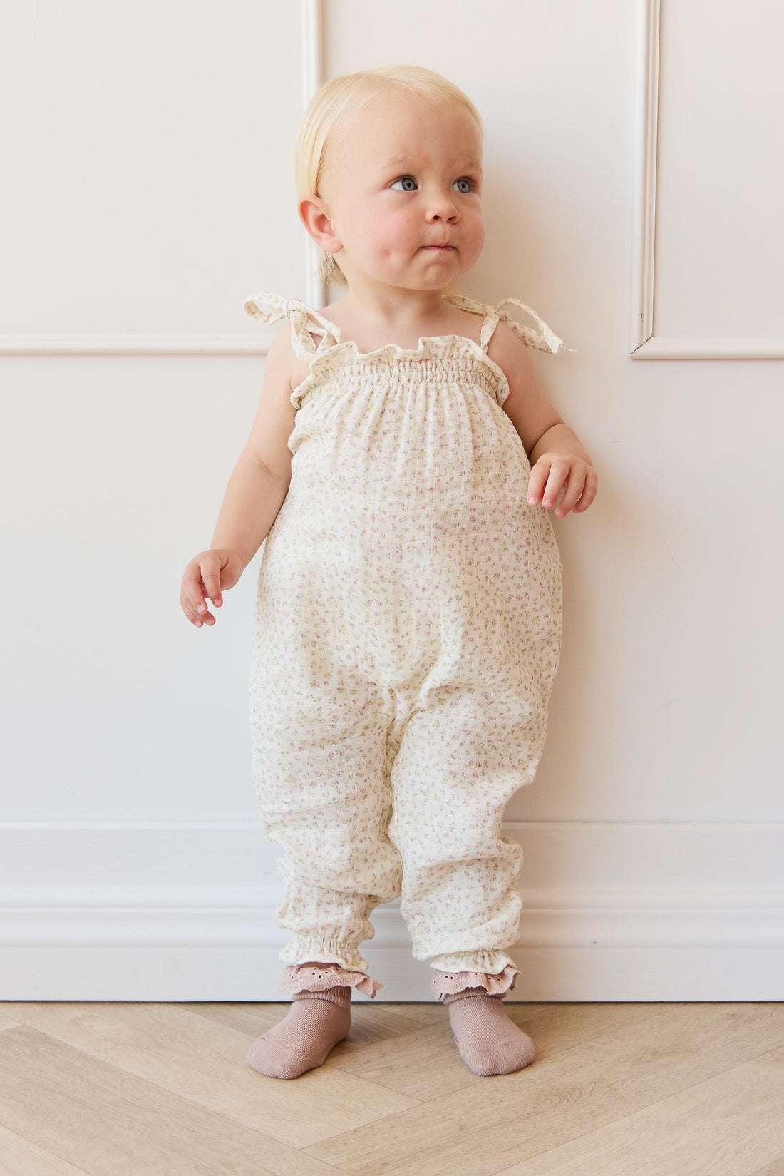 Organic Cotton Muslin Myla Jumpsuit - Pippa Pink Childrens Jumpsuit from Jamie Kay NZ