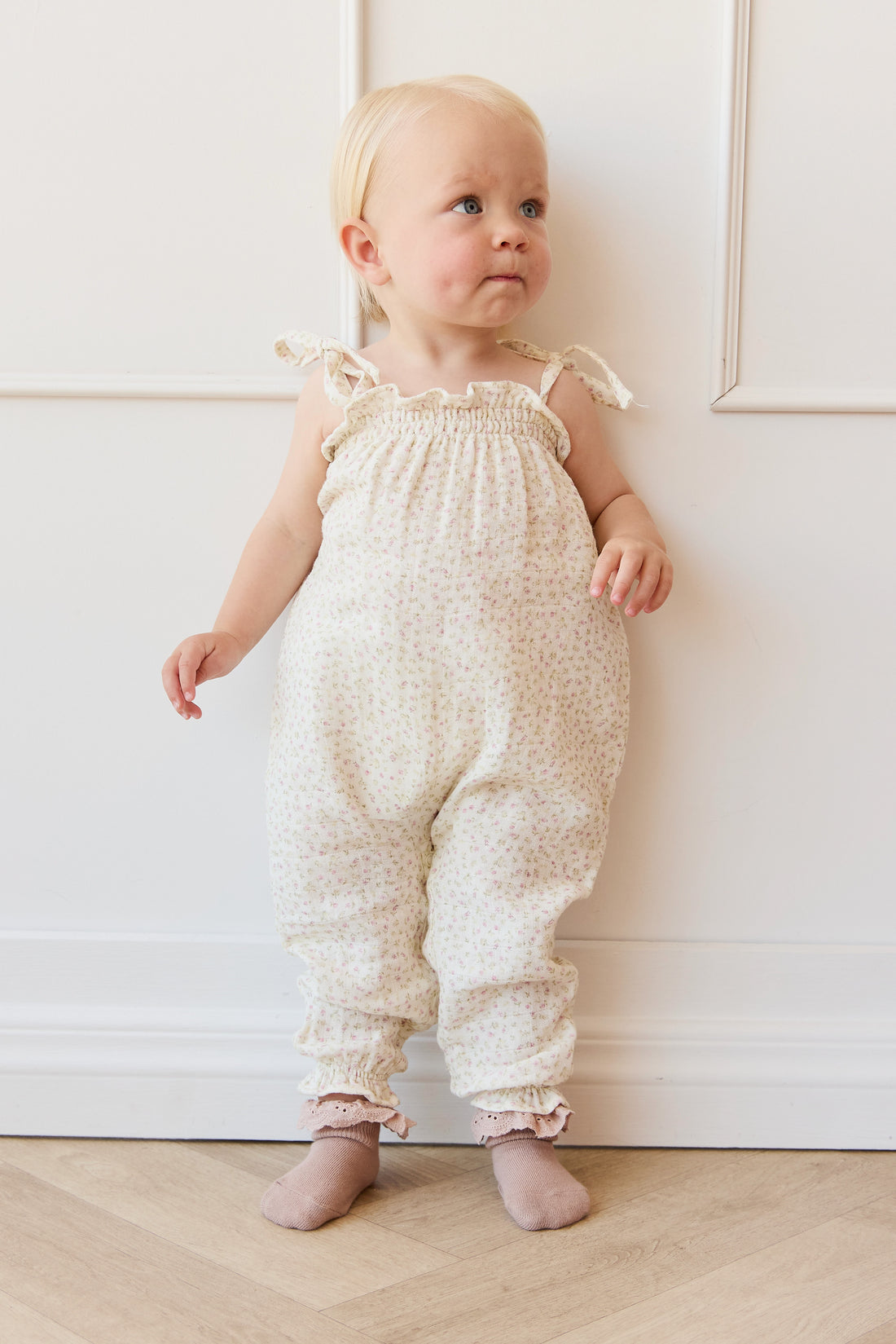 Organic Cotton Muslin Myla Jumpsuit - Pippa Pink Childrens Jumpsuit from Jamie Kay NZ