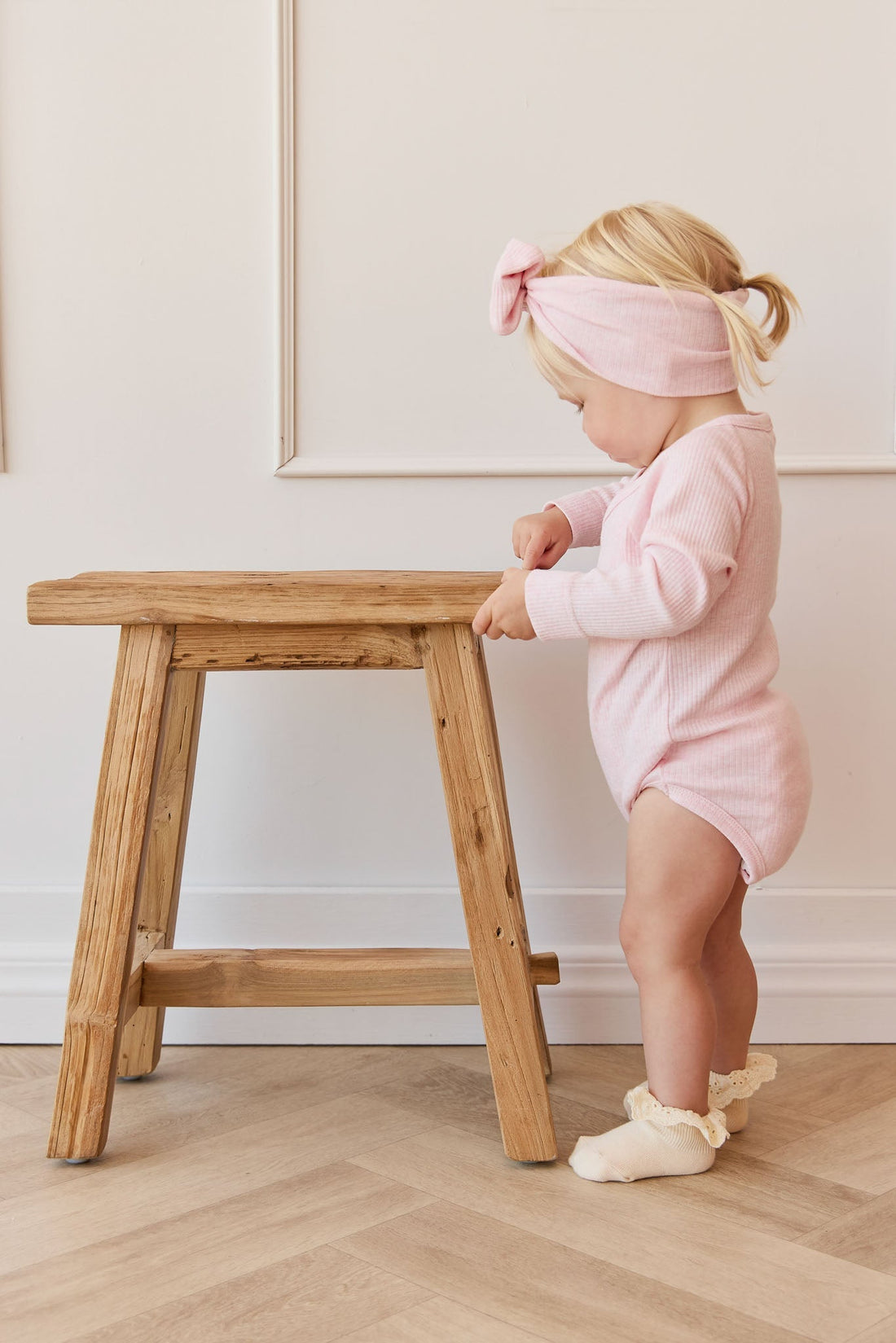 Organic Cotton Modal Marina Long Sleeve Bodysuit - Chalk Marle Childrens Bodysuit from Jamie Kay NZ