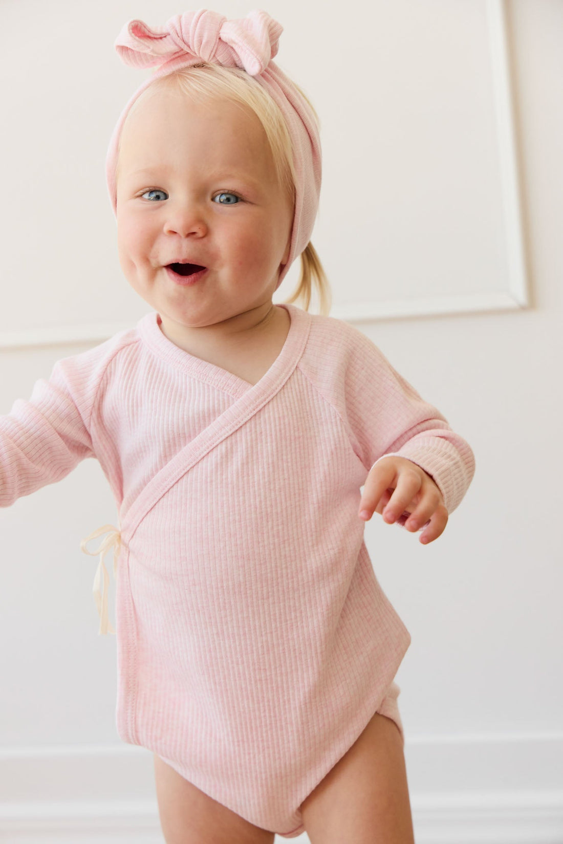 Organic Cotton Modal Marina Long Sleeve Bodysuit - Chalk Marle Childrens Bodysuit from Jamie Kay NZ