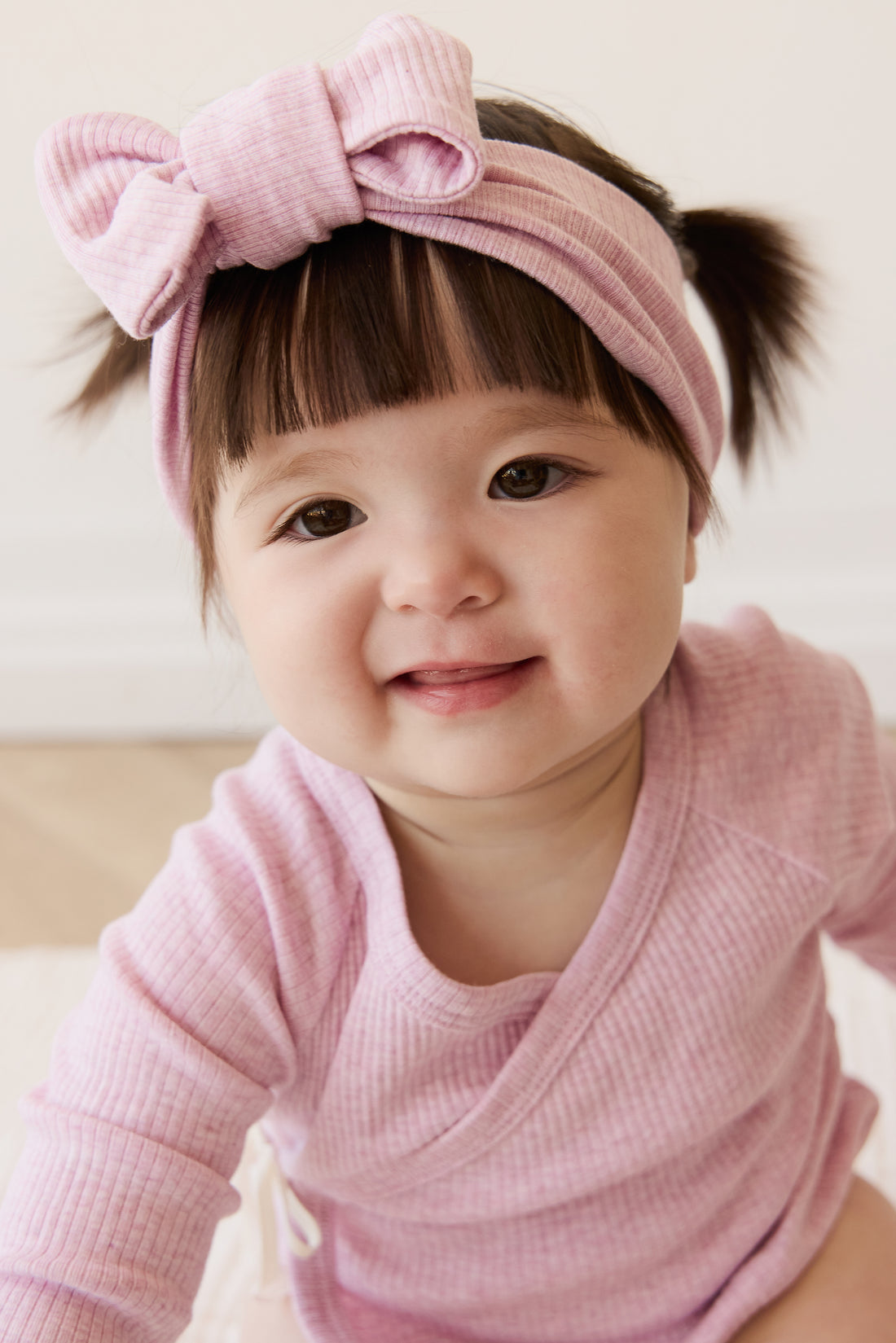 Organic Cotton Modal Marina Long Sleeve Bodysuit - Orchid Marle Childrens Bodysuit from Jamie Kay NZ