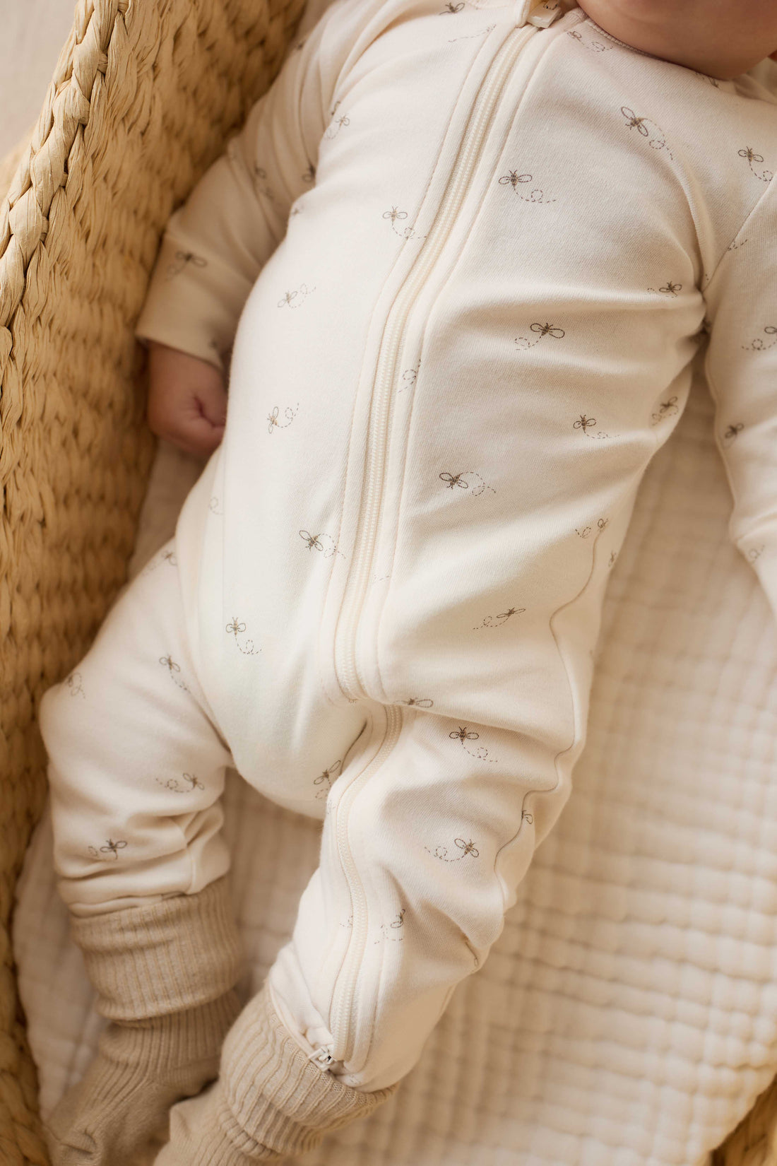 Organic Cotton Reese Zip Onepiece - Bumblebees Childrens Onepiece from Jamie Kay NZ