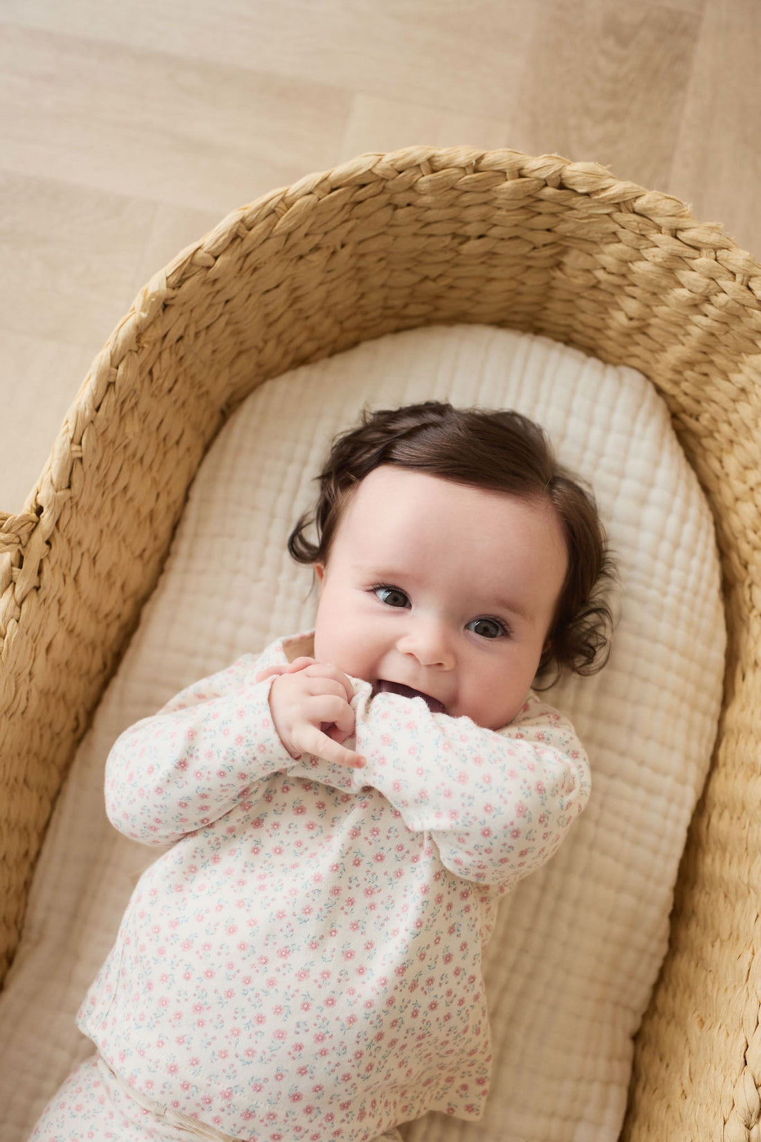 Organic Cotton Wrap Top - Posy Garden Pink Childrens Top from Jamie Kay NZ