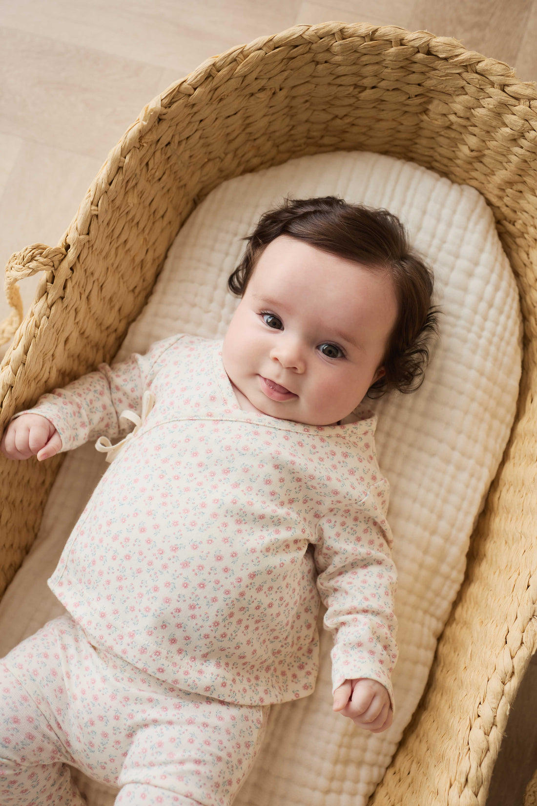 Organic Cotton Wrap Top - Posy Garden Pink Childrens Top from Jamie Kay NZ