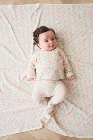 Organic Cotton Footed Pant - Posy Garden Pink Childrens Pant from Jamie Kay NZ