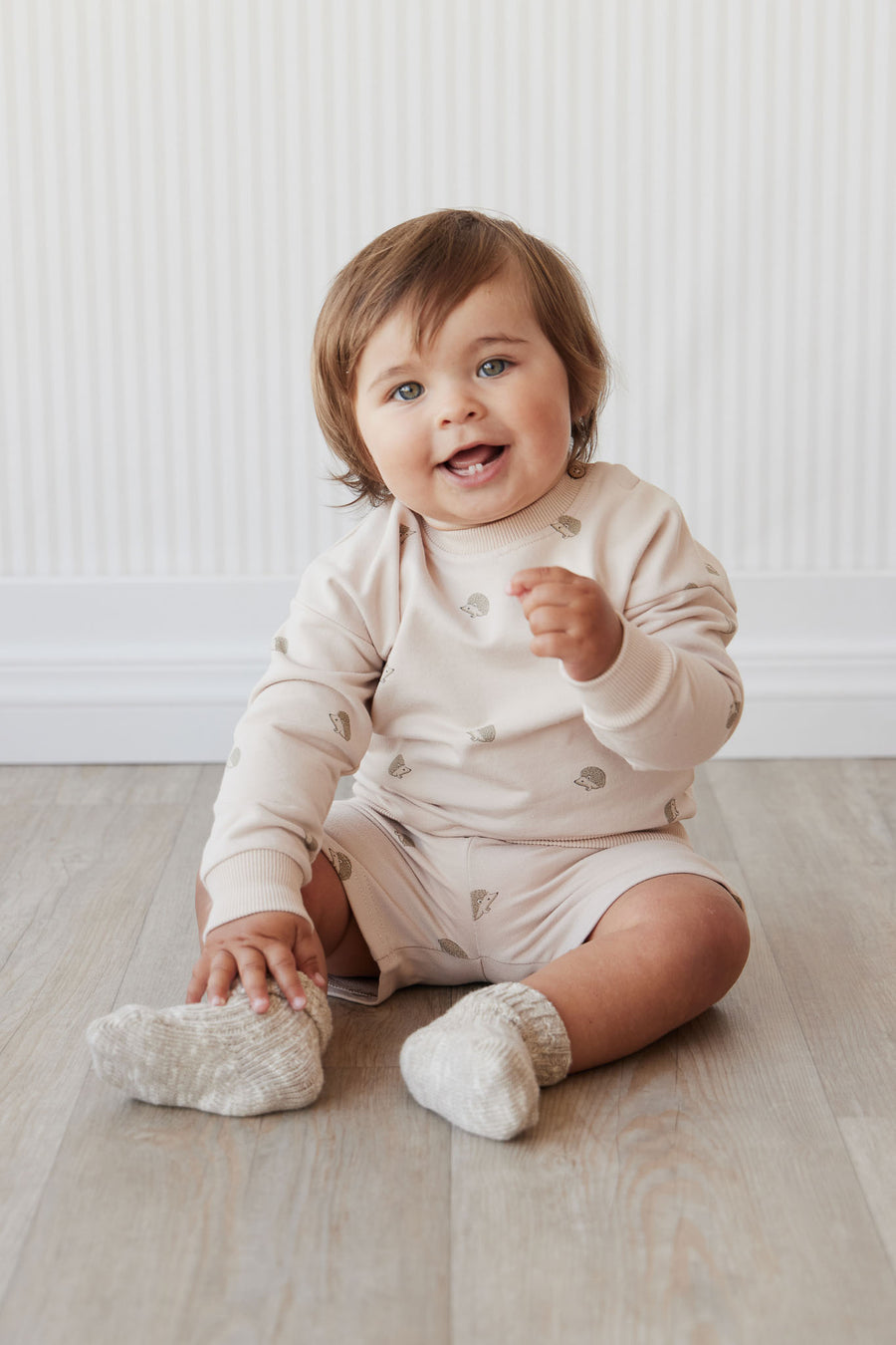 Organic Cotton Andy Short - Henry Hedgehog Birch Childrens Short from Jamie Kay NZ