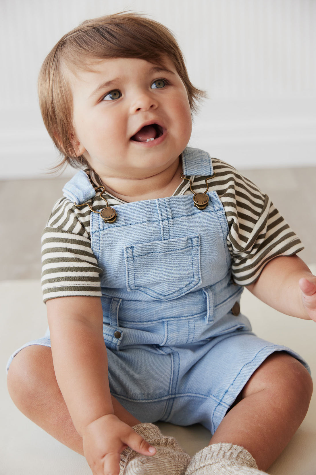 Chase Twill Short Overall - Washed Denim Childrens Overall from Jamie Kay NZ