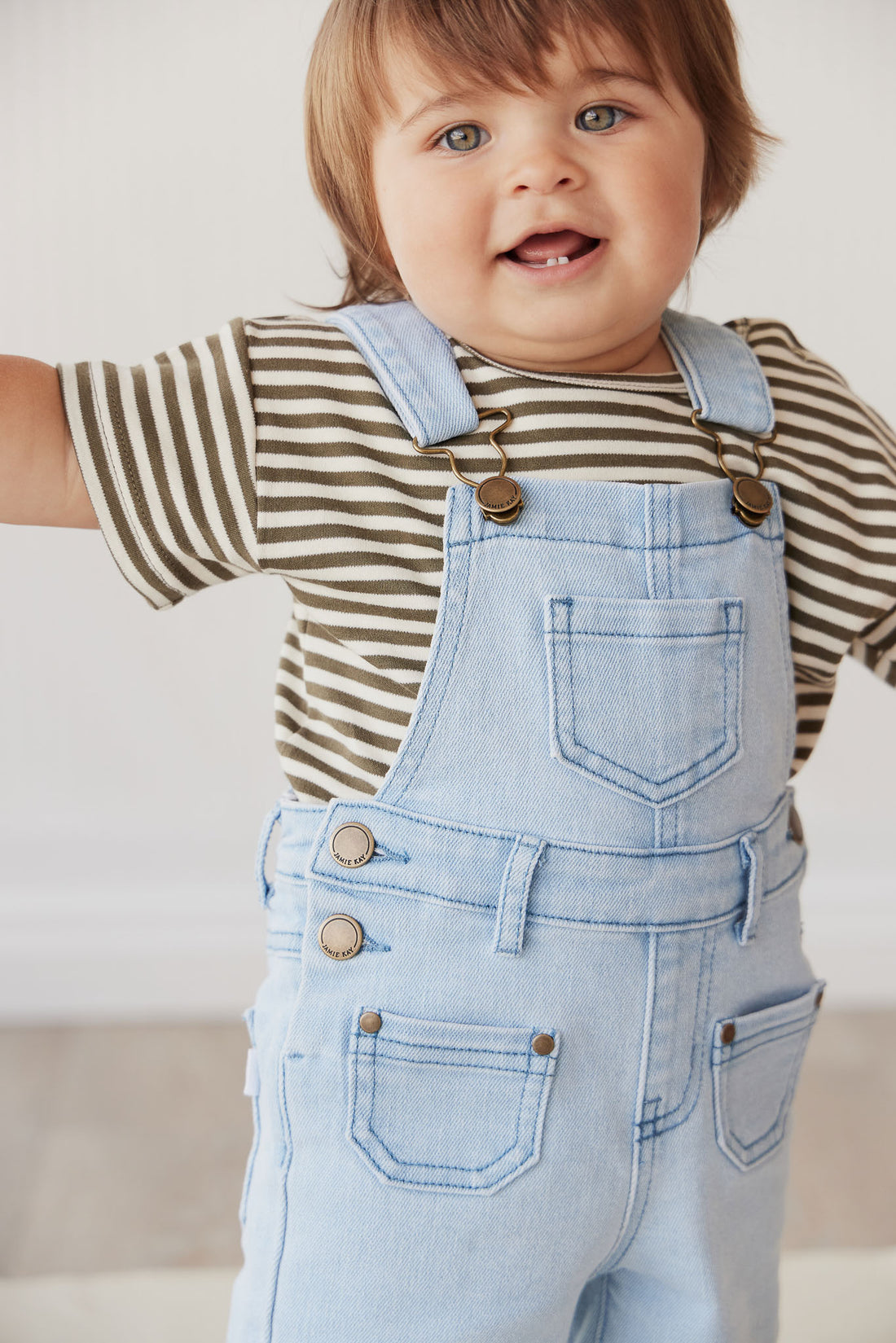 Chase Twill Short Overall - Washed Denim Childrens Overall from Jamie Kay NZ