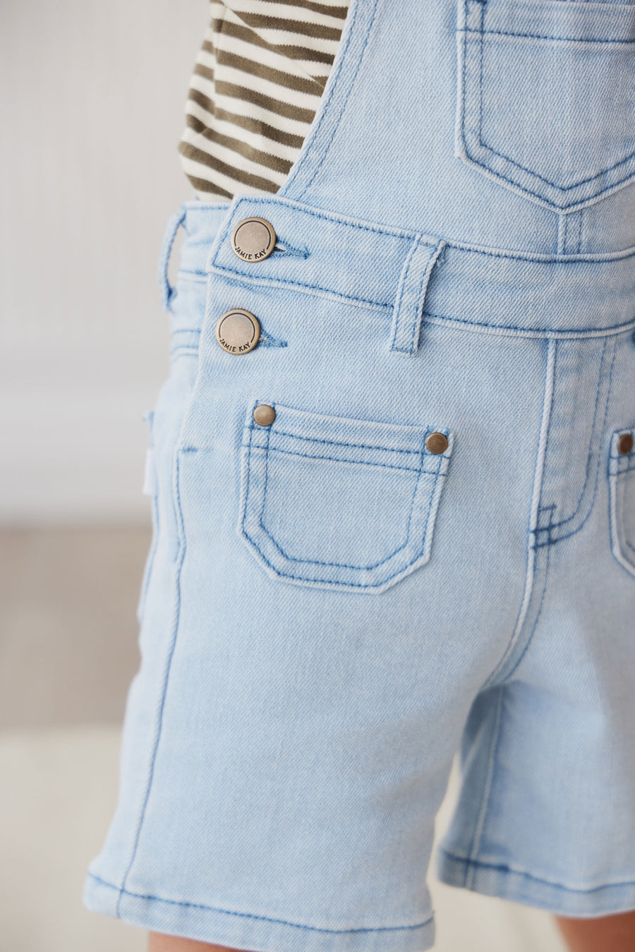 Chase Twill Short Overall - Washed Denim Childrens Overall from Jamie Kay NZ