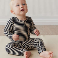 Organic Cotton Modal Everyday Legging - Narrow Stripe Constellation/Soft Clay Childrens Legging from Jamie Kay NZ