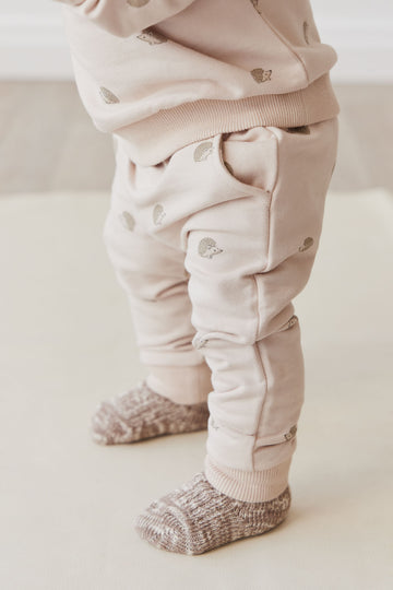 Organic Cotton Morgan Track Pant - Henry Hedgehog Birch Childrens Pant from Jamie Kay NZ