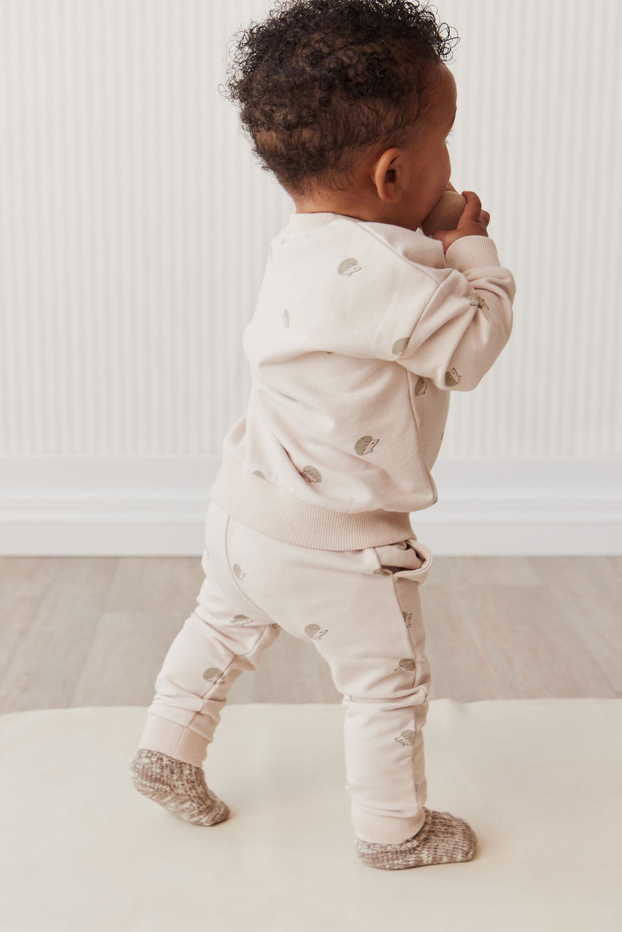 Organic Cotton Morgan Track Pant - Henry Hedgehog Birch Childrens Pant from Jamie Kay NZ