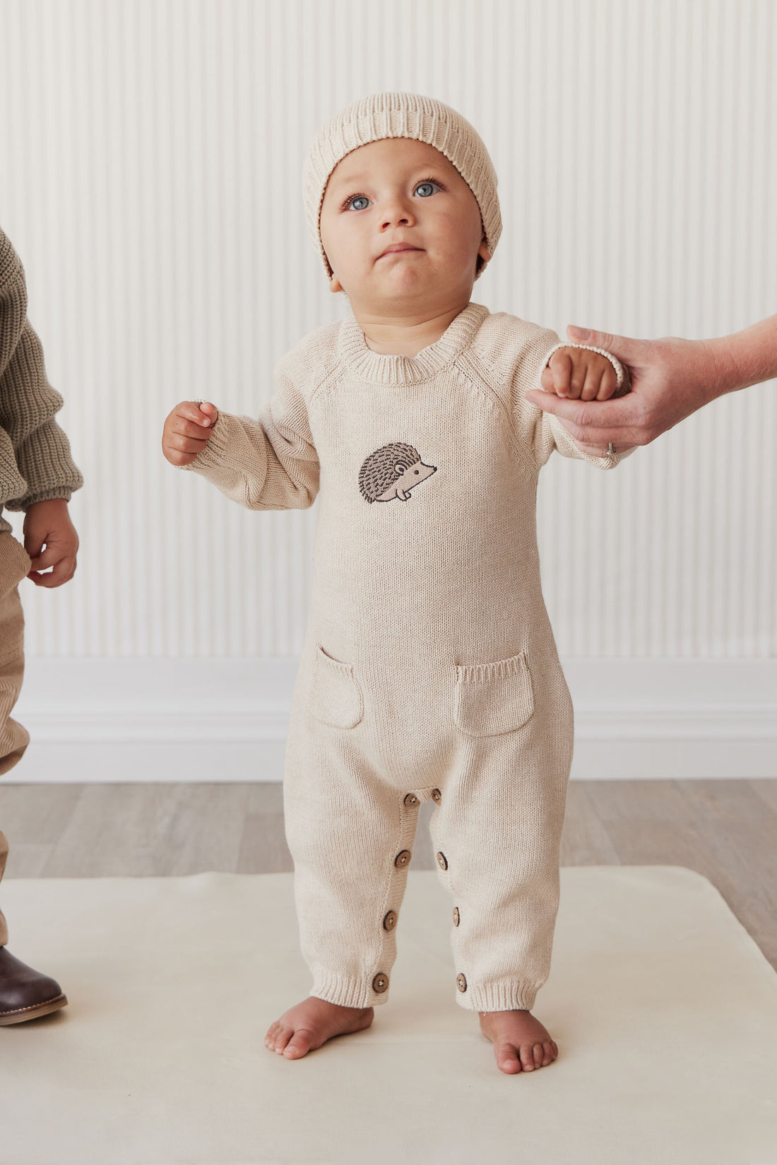 Theo Onepiece - Oatmeal Marle Hedgehog Childrens Onepiece from Jamie Kay NZ