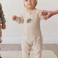 Theo Onepiece - Oatmeal Marle Hedgehog Childrens Onepiece from Jamie Kay NZ