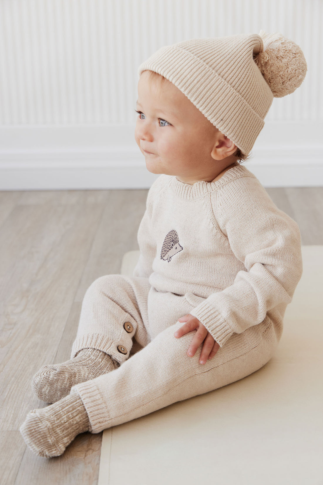 Theo Onepiece - Oatmeal Marle Hedgehog Childrens Onepiece from Jamie Kay NZ