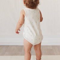 Pima Cotton Noah Playsuit - Fable Deer Cloud Childrens Playsuit from Jamie Kay NZ