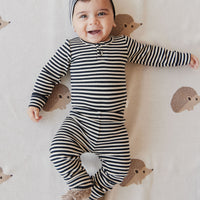 Organic Cotton Modal Everyday Legging - Narrow Stripe Constellation/Soft Clay Childrens Legging from Jamie Kay NZ