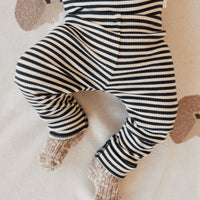 Organic Cotton Modal Everyday Legging - Narrow Stripe Constellation/Soft Clay Childrens Legging from Jamie Kay NZ