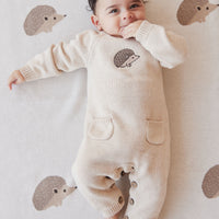 Theo Onepiece - Oatmeal Marle Hedgehog Childrens Onepiece from Jamie Kay NZ