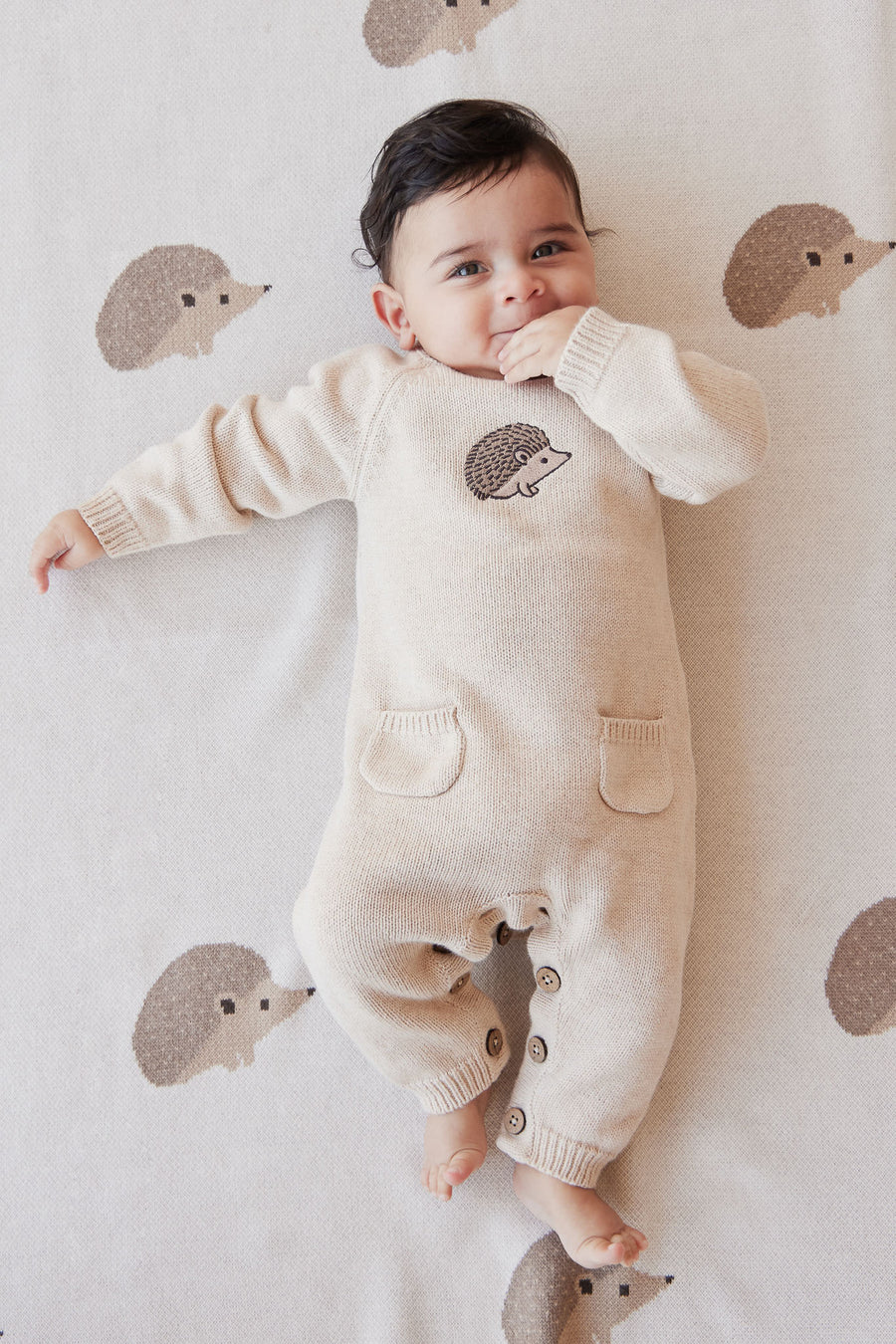 Theo Onepiece - Oatmeal Marle Hedgehog Childrens Onepiece from Jamie Kay NZ