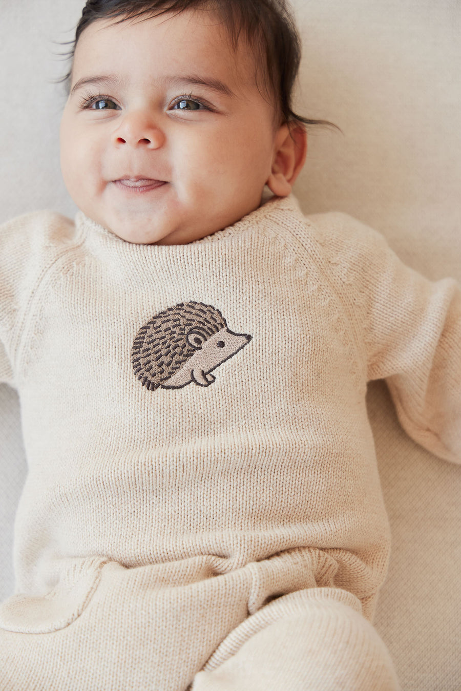 Theo Onepiece - Oatmeal Marle Hedgehog Childrens Onepiece from Jamie Kay NZ