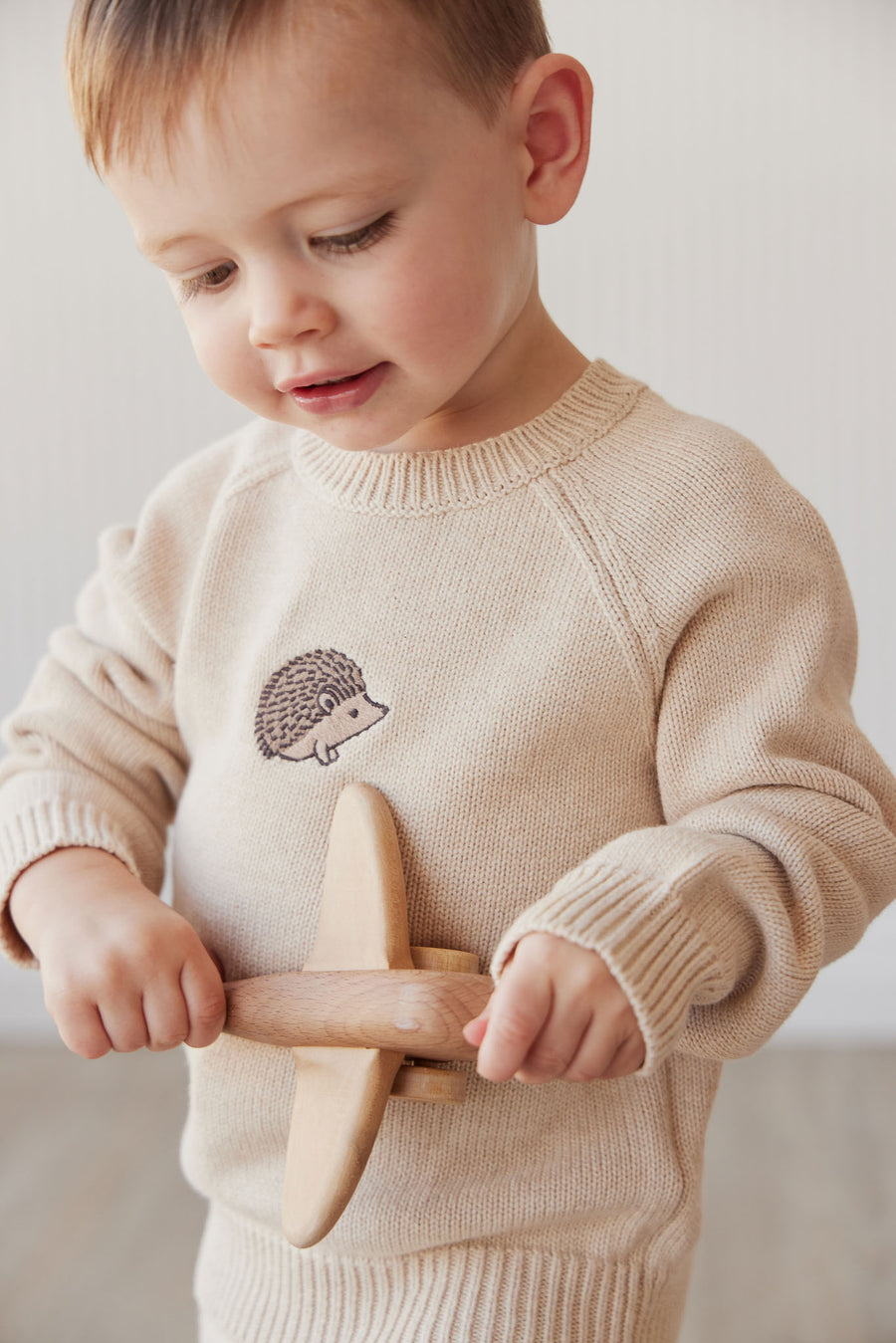 Ethan Jumper - Oatmeal Marle Hedgehog Childrens Jumper from Jamie Kay NZ